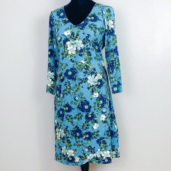 J.Jill Wearever Collection Floral V-Neck Midi Spring Stretch Dress Small - Picture 5 of 14